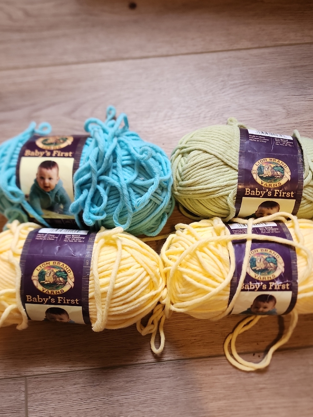 Baby's First Yarn Bundle in Yellow, Aqua, and Light Green